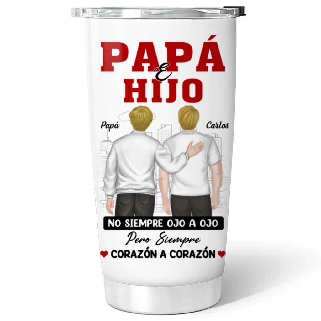 Padre E Hijo Mismo Corazón - Vaso Personalizado - Image 6
