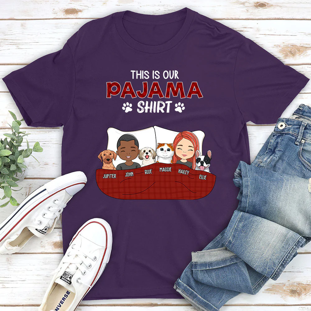 Pajama Shirt Couple Version 2 - Personalized Custom Unisex T-shirt - Image 3