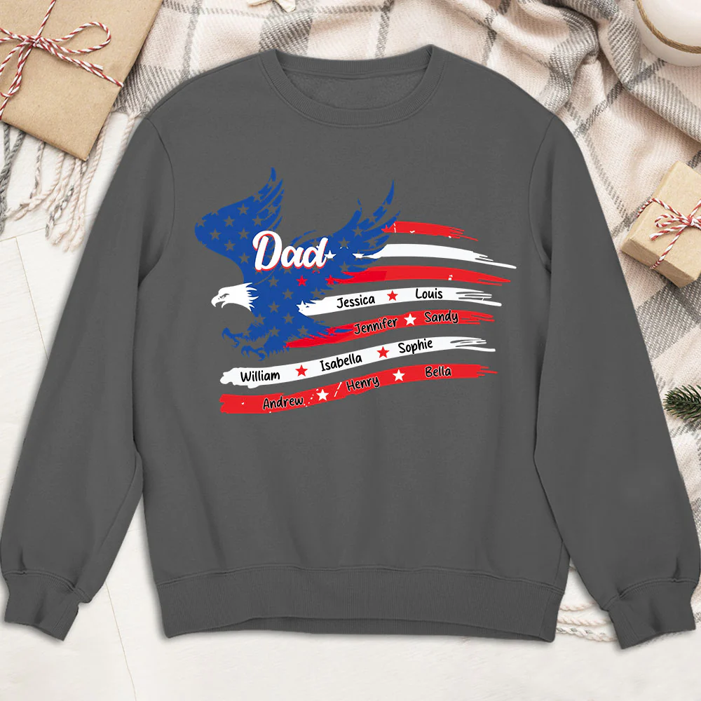 Papa American Flag - Personalized Custom Shirt - Image 3