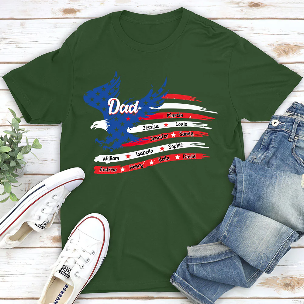 Papa American Flag - Personalized Custom Shirt - Image 4