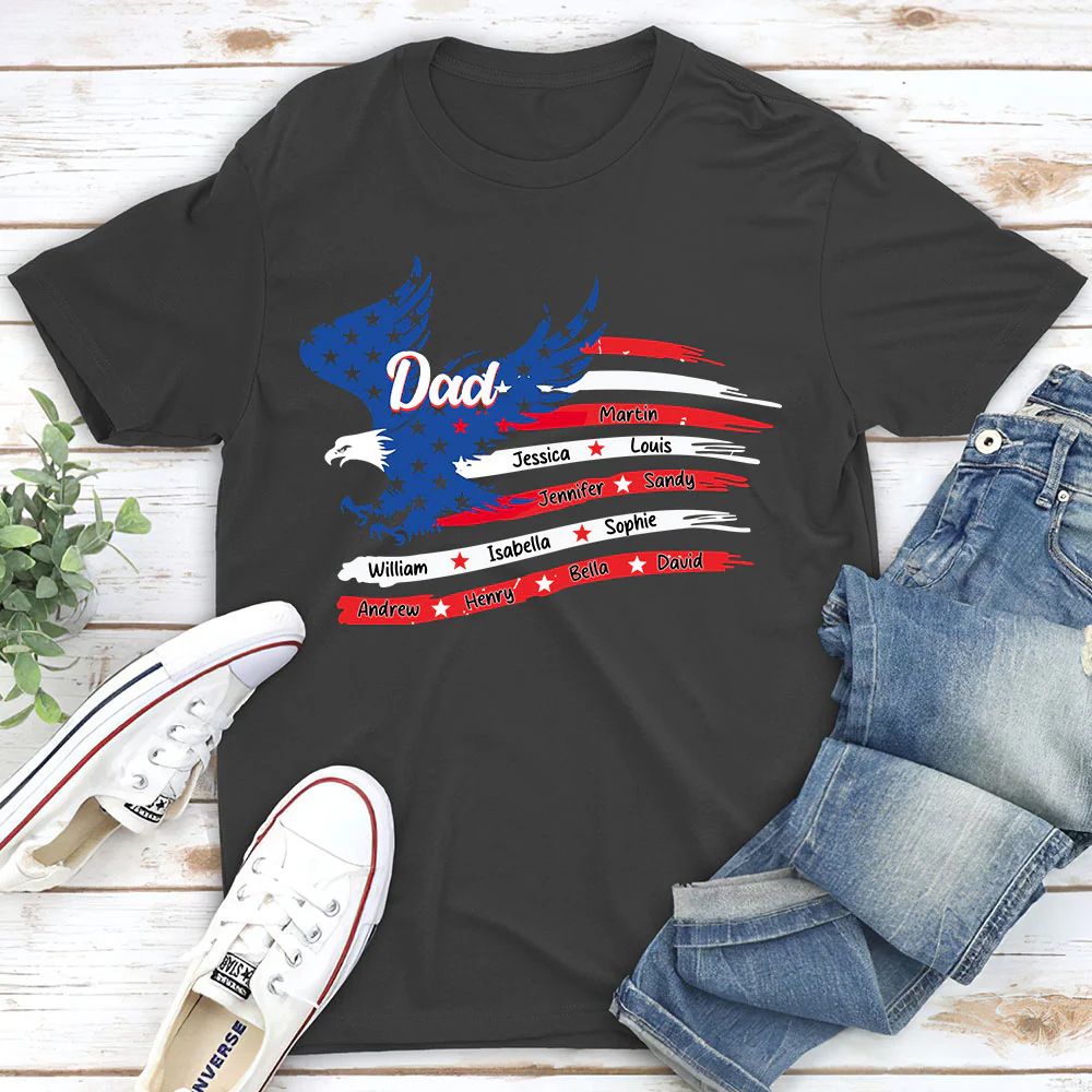 Papa American Flag - Personalized Custom Shirt - Image 5