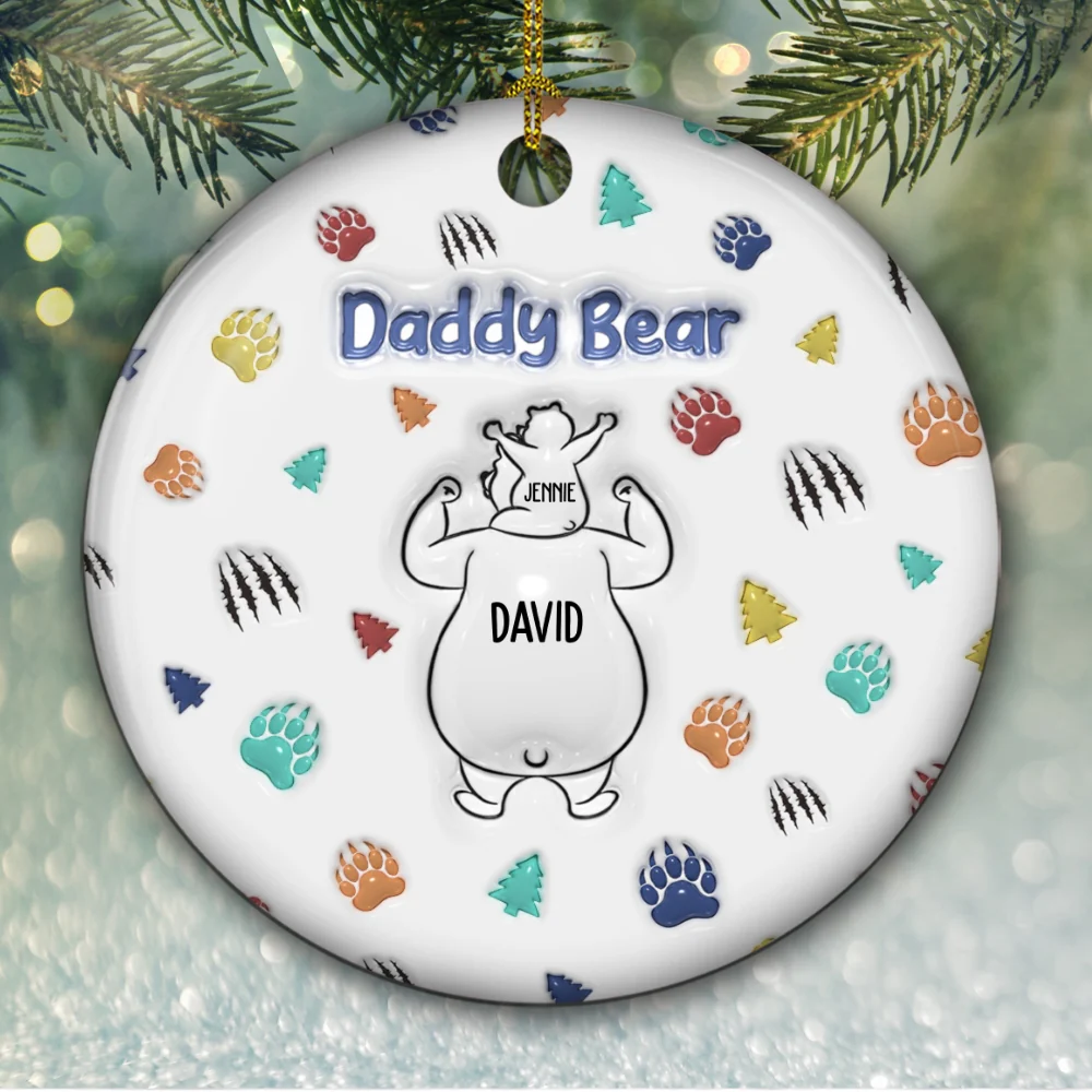 Papa Bear - Personalized Custom 3D Inflated Effect Ceramic Ornament - Image 5