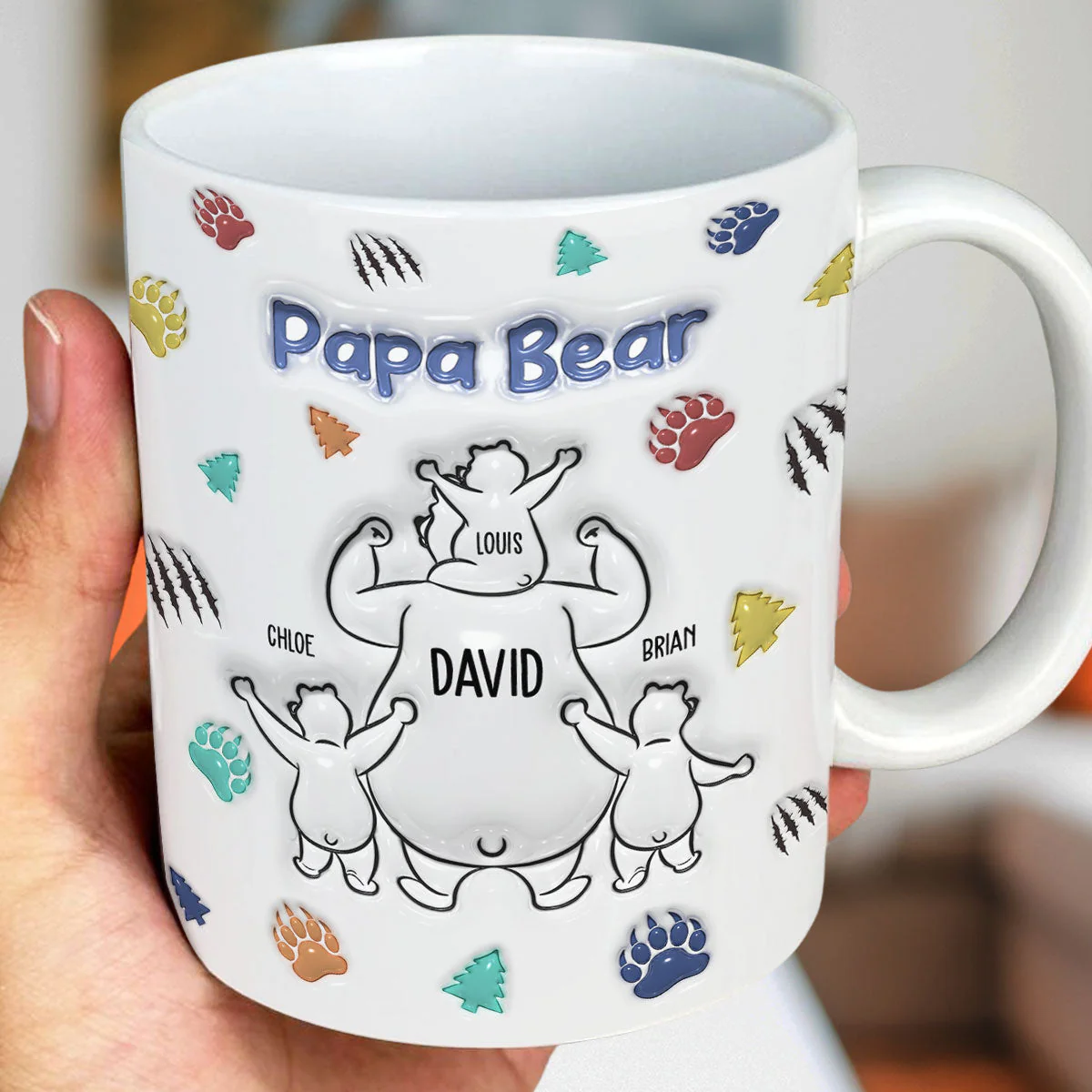 Papa Bear - Personalized Custom 3D Inflated Effect Mug - Image 2