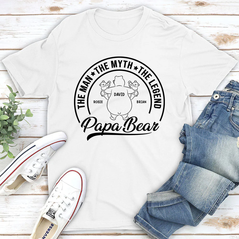 Papa Bear The Man The Myth The Legend - Personalized Custom Shirt - Image 2