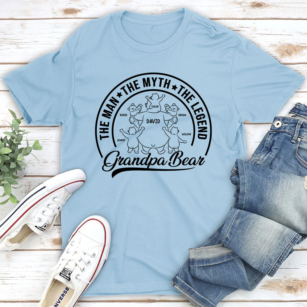 Papa Bear The Man The Myth The Legend - Personalized Custom Shirt - Image 3