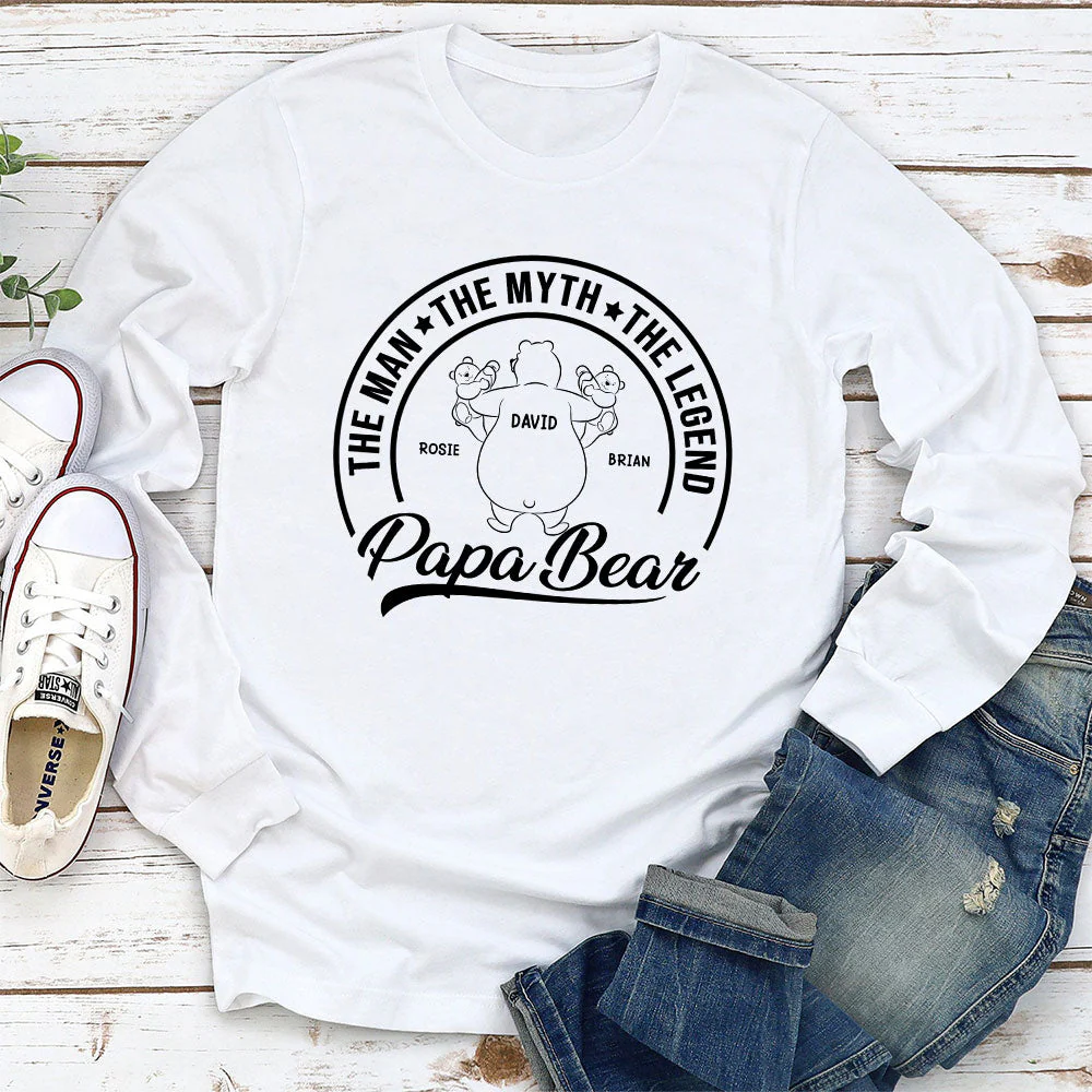 Papa Bear The Man The Myth The Legend - Personalized Custom Shirt - Image 5