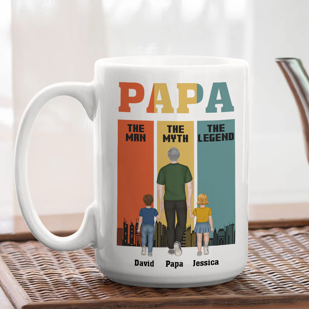 Papa The Man The Legend - Personalized Custom Coffee Mug - Image 6