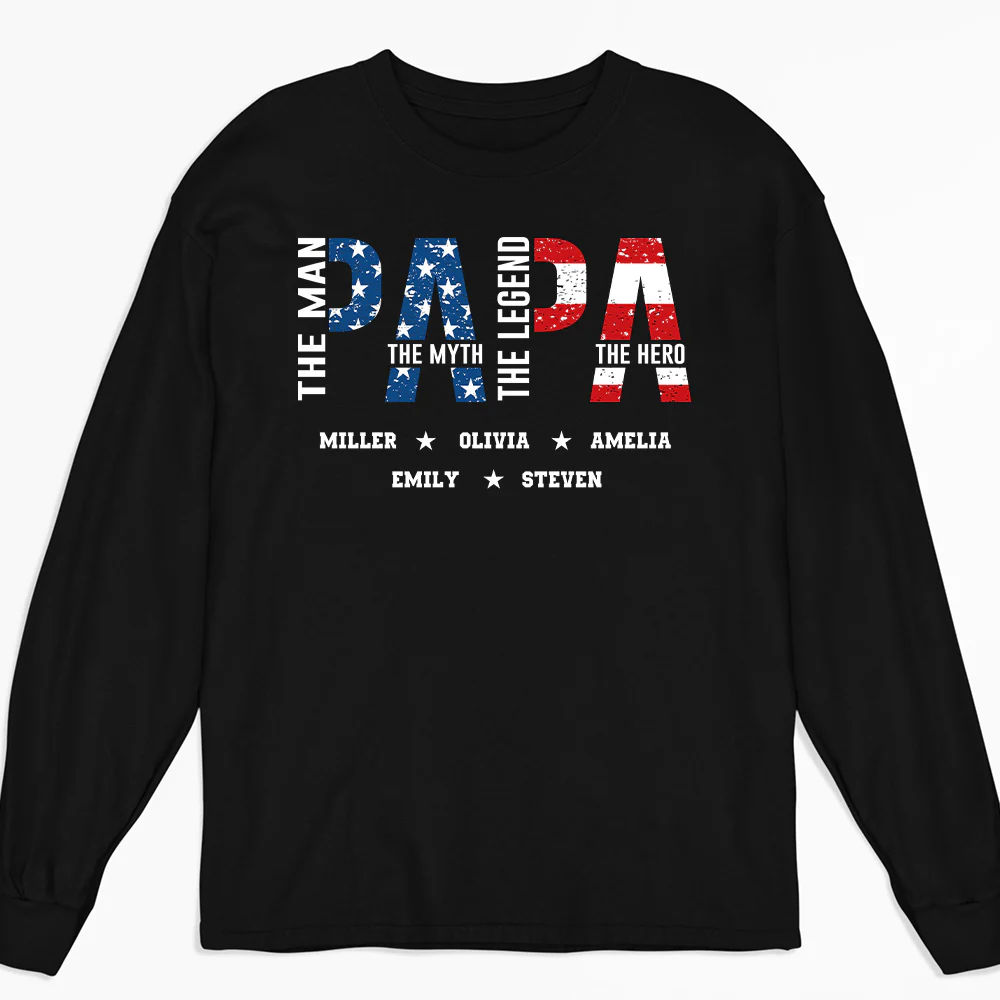 Papa The Man The Myth - Personalized Custom Shirt - Image 3
