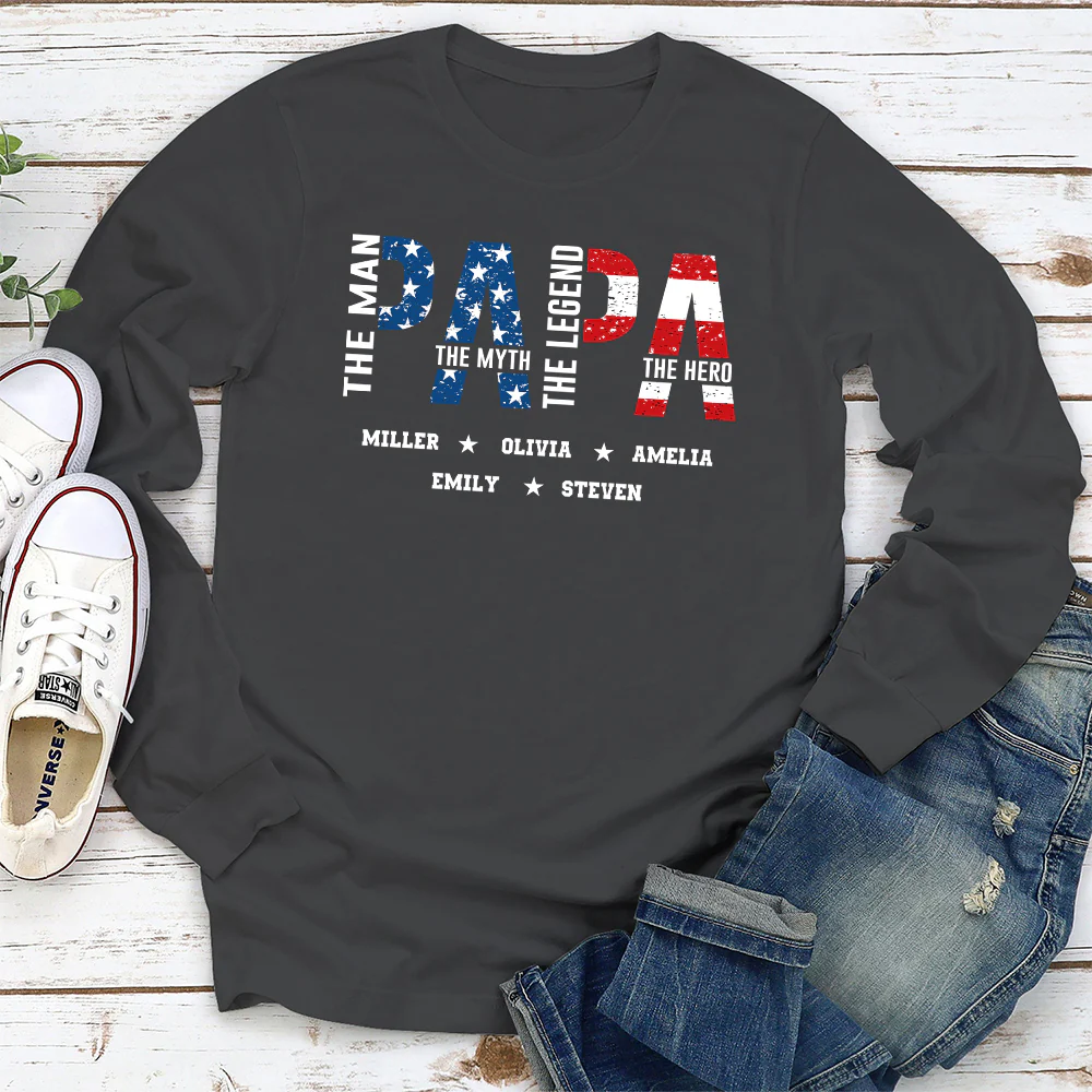 Papa The Man The Myth - Personalized Custom Shirt - Image 4