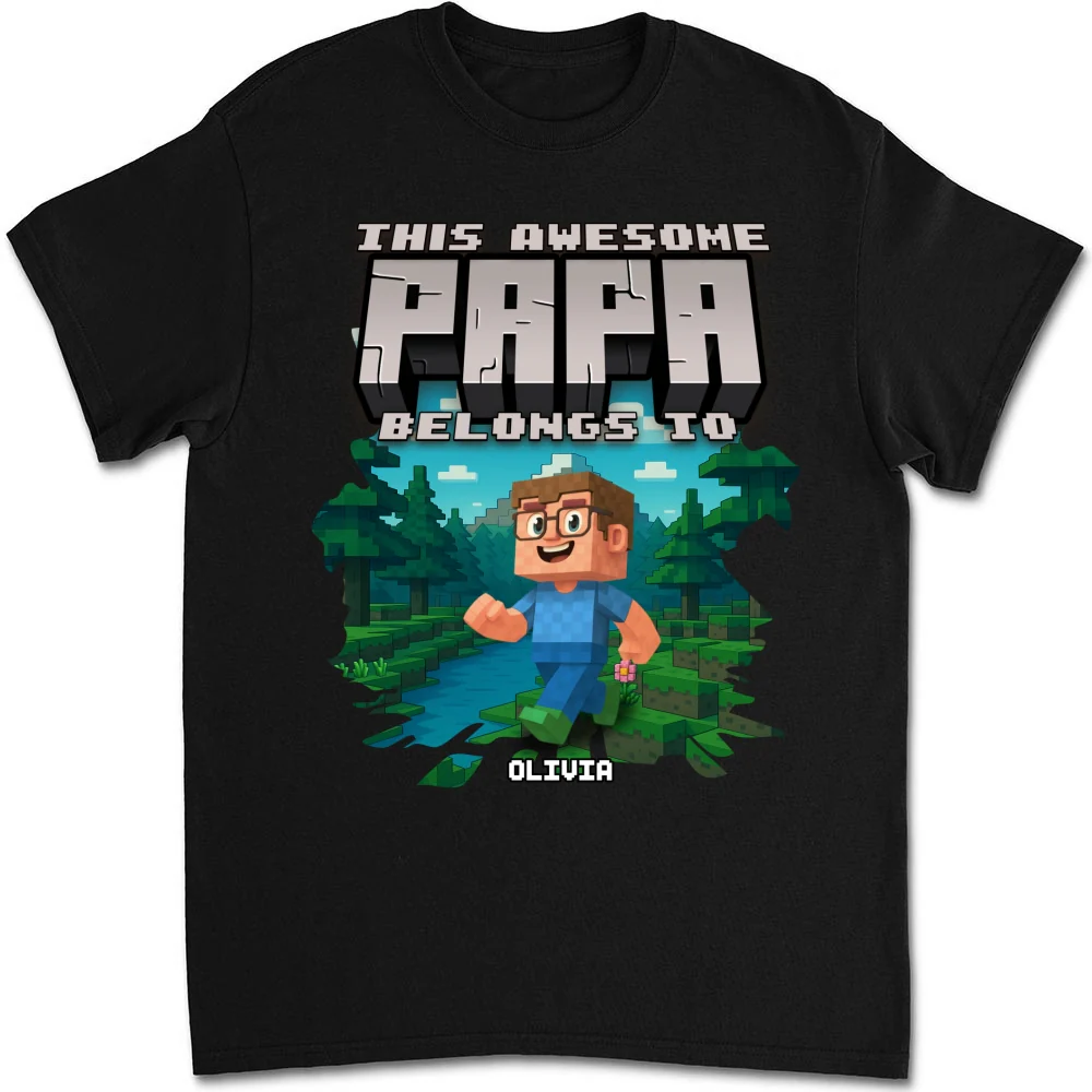 This Awesome Papa Belongs To - Personalized Custom Shirt - Image 5