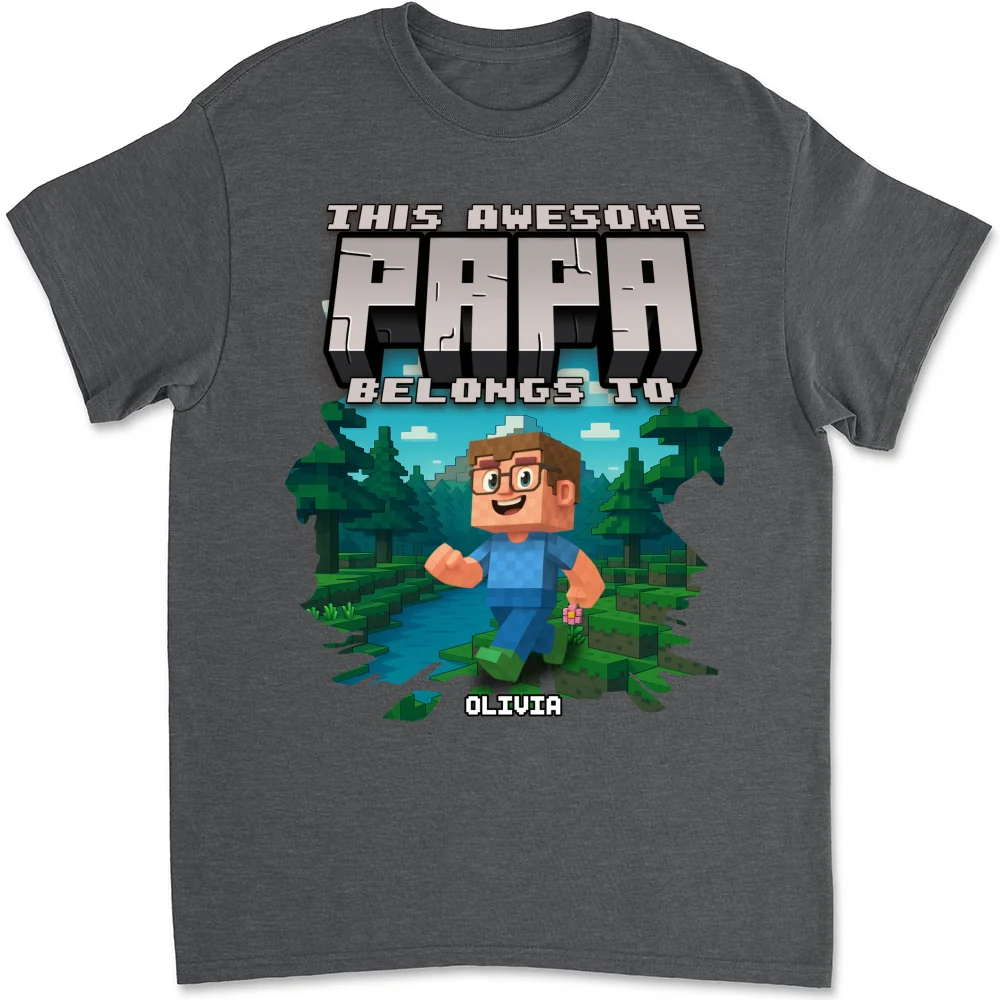 This Awesome Papa Belongs To - Personalized Custom Shirt - Image 6