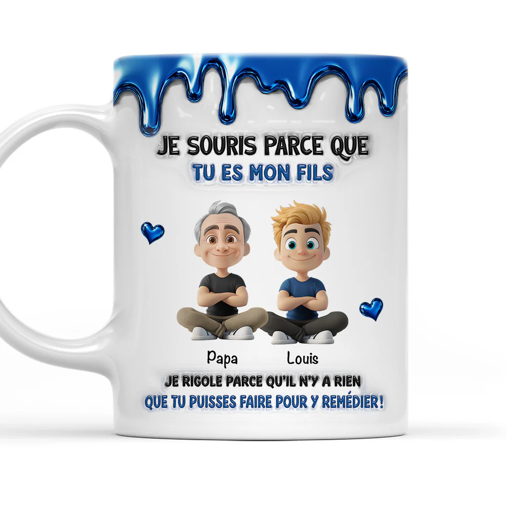 Parce Que Tu Es Mon Fils – Mug Personnalisé Avec Effet 3D Gonflé