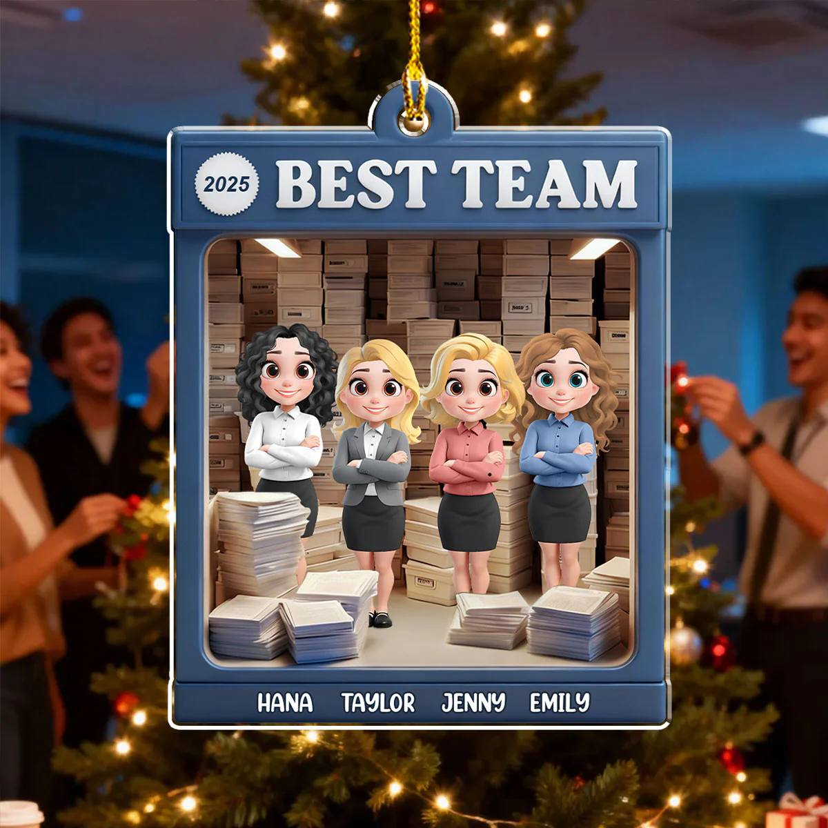 Partner In Office Crimes - Personalized Custom Acrylic Ornament - Image 2