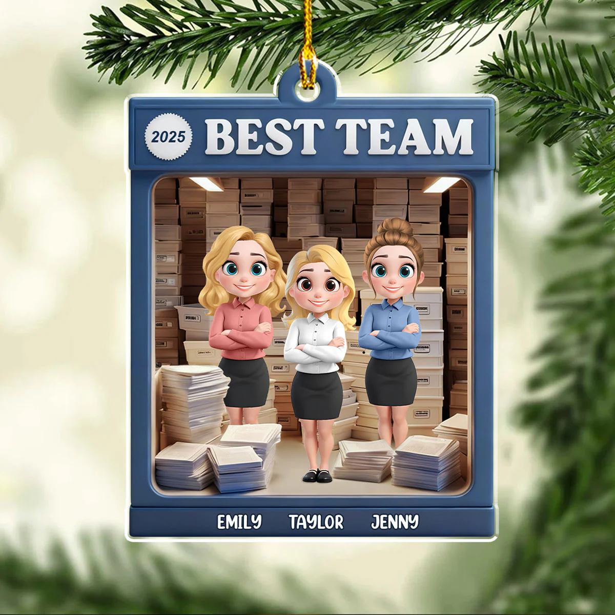 Partner In Office Crimes - Personalized Custom Acrylic Ornament - Image 3