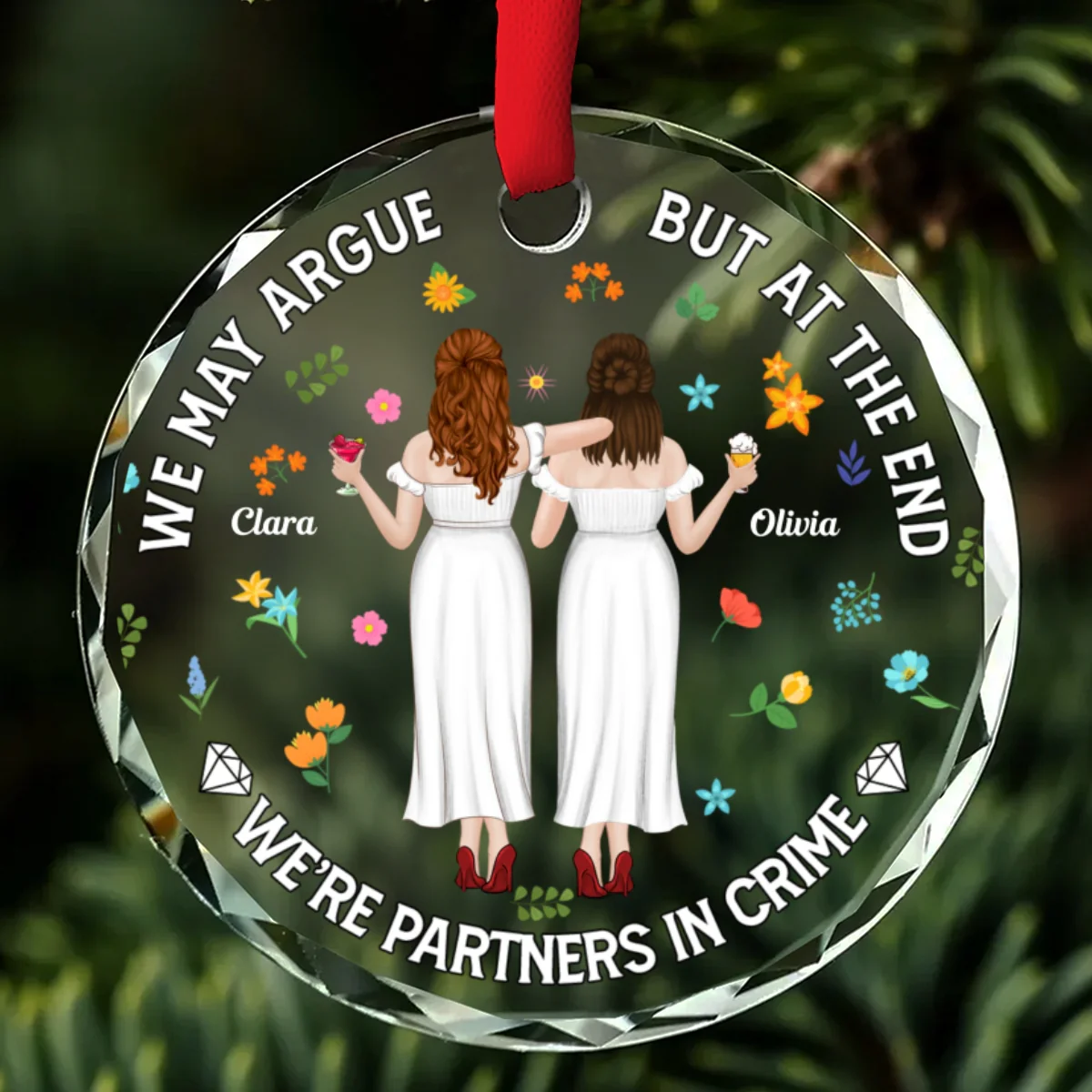 Partners Forever No Matter What - Personalized Custom Glass Ornament - Image 8