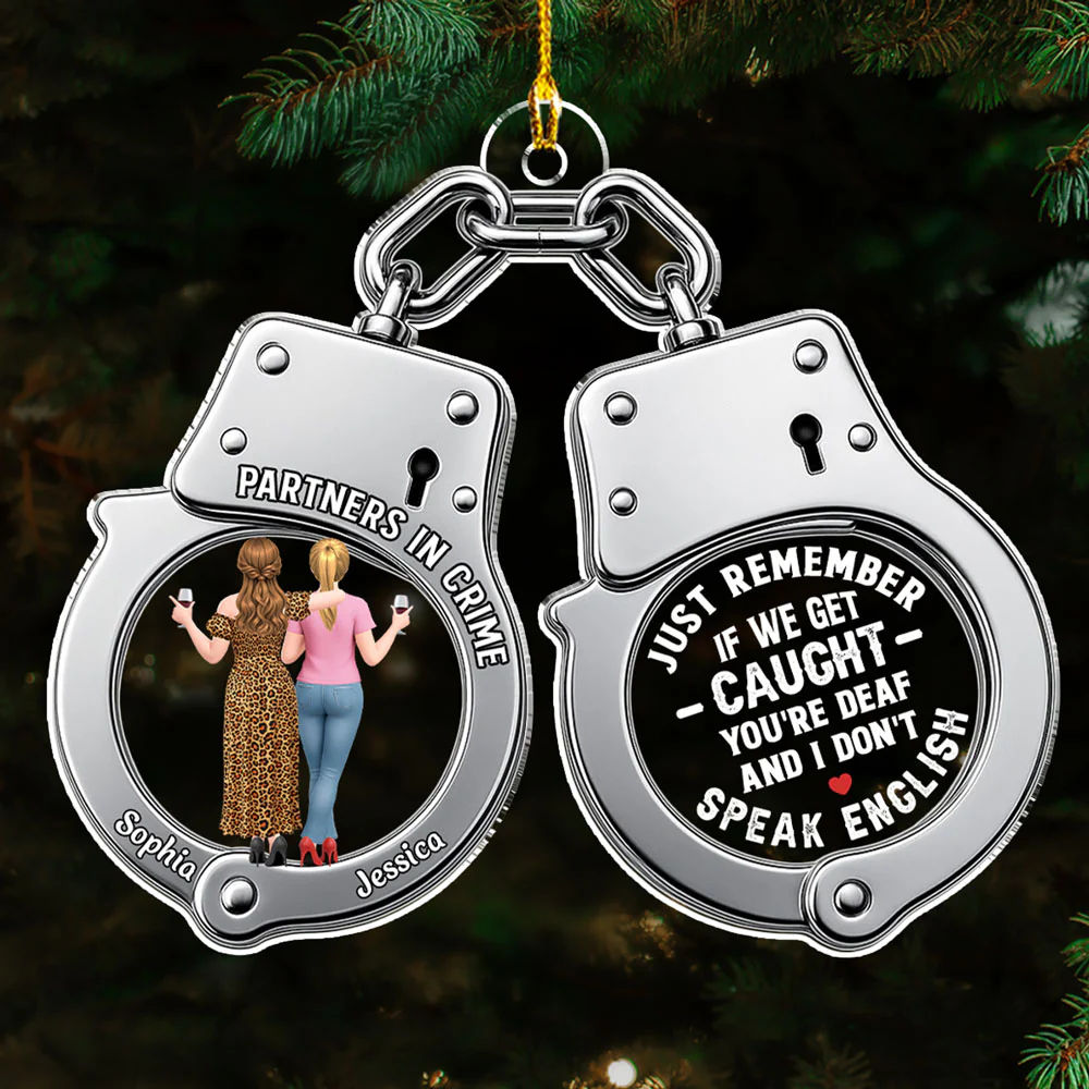 Partners In Crime Bestie - Personalized Custom Acrylic Ornament - Image 2