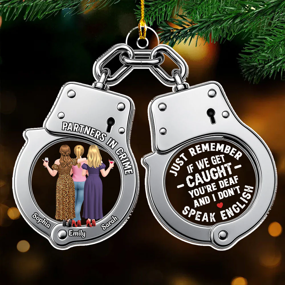 Partners In Crime Bestie - Personalized Custom Acrylic Ornament - Image 3
