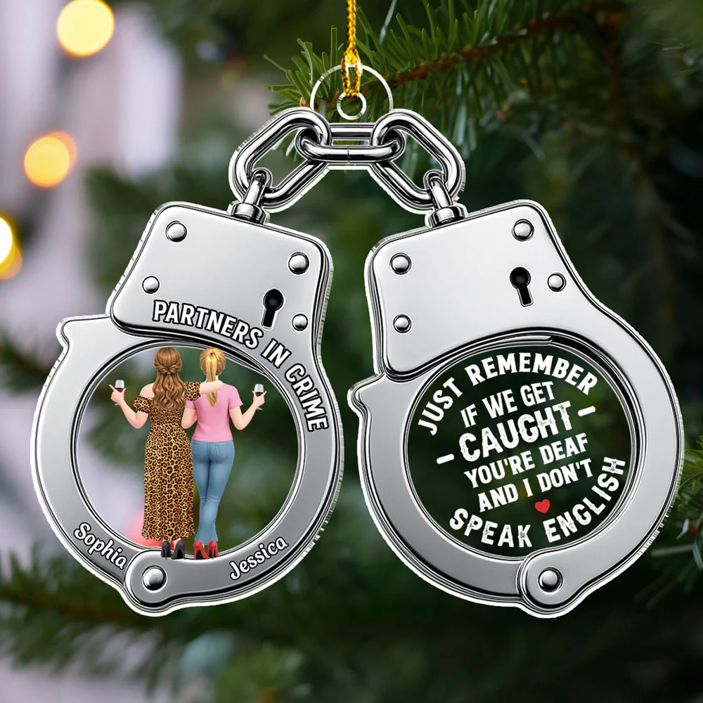 Partners In Crime Bestie - Personalized Custom Acrylic Ornament - Image 5