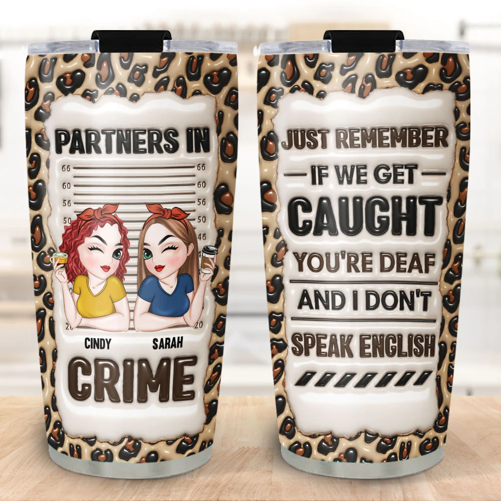 Partners In Crime - Personalized Custom 3D Inflated Effect Tumbler - Image 4