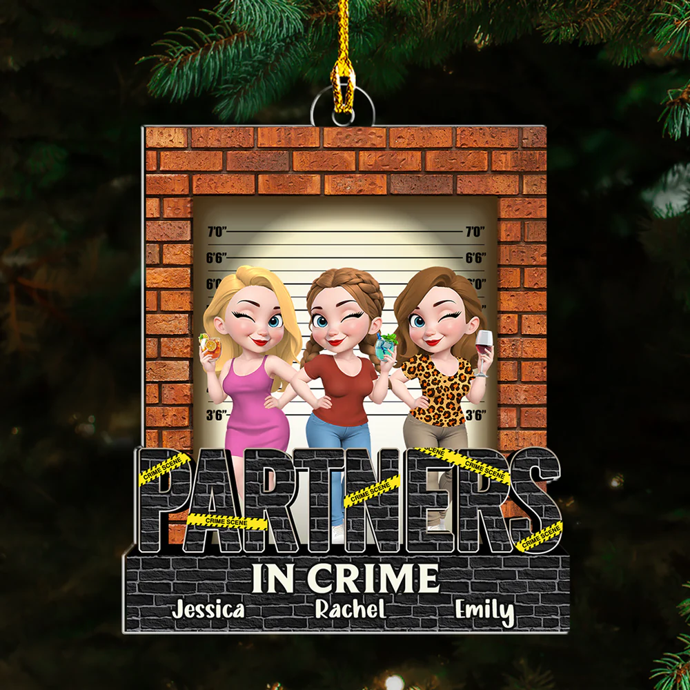 Partners In Crime - Personalized Custom Acrylic Ornament - Image 3