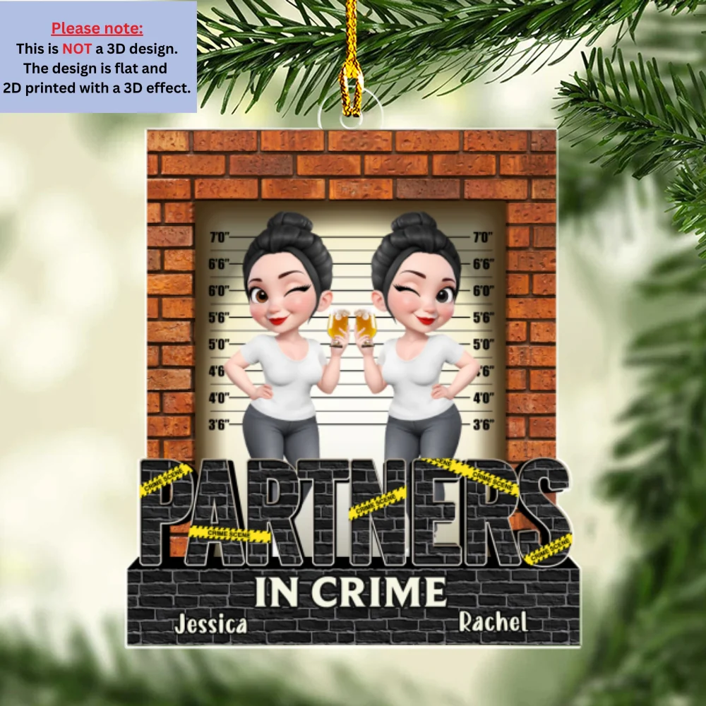 Partners In Crime - Personalized Custom Acrylic Ornament - Image 7