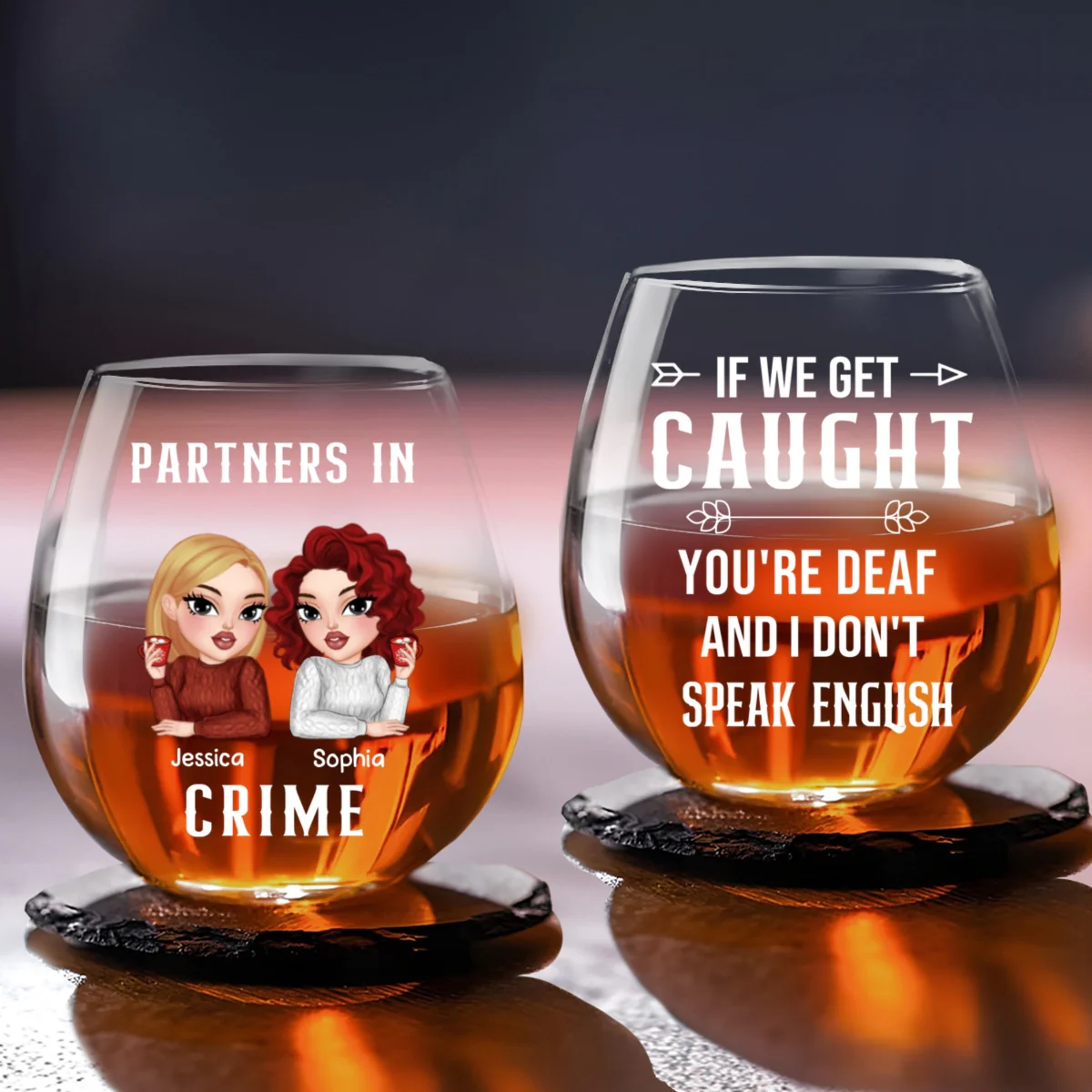 Partners In Crime - Personalized Custom Wine Glass - Image 5