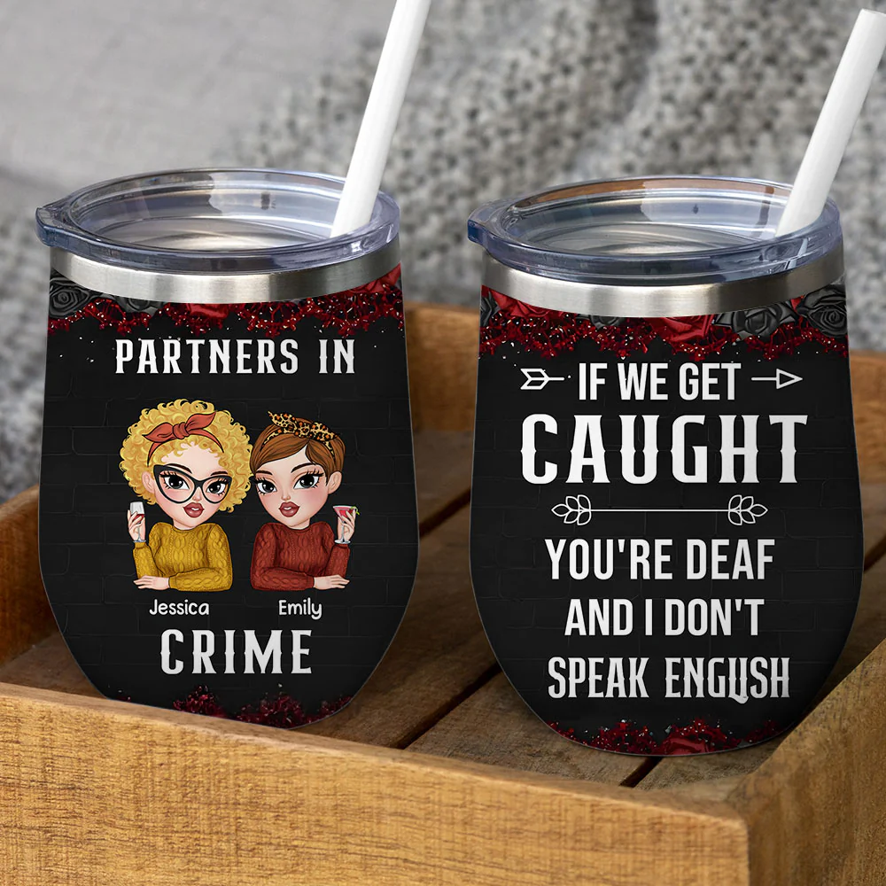 Partners In Crime - Personalized Custom Wine Tumbler - Image 2