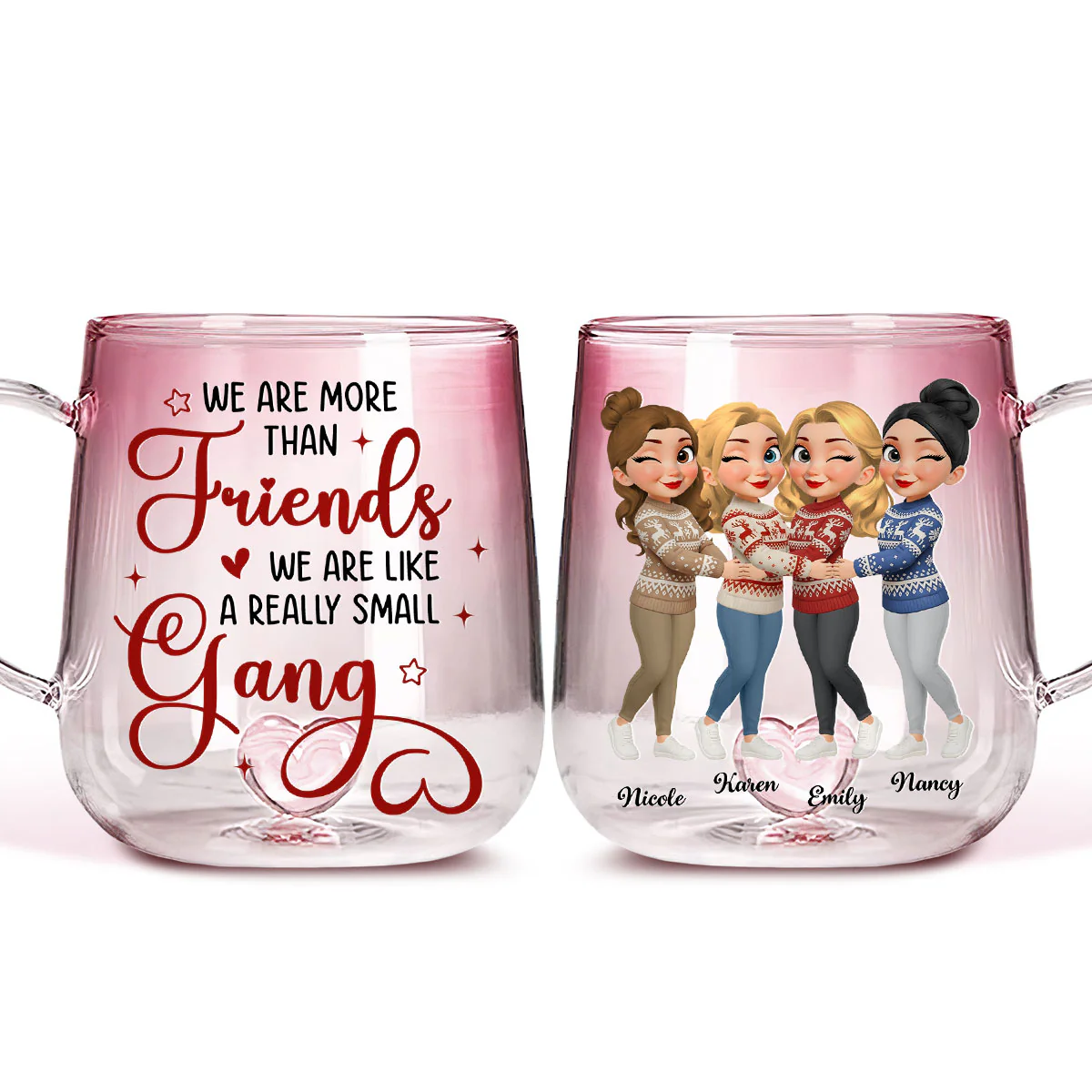 Partners In Laughter And Crime - Personalized Custom Pink Gradient Glass Mug - Image 2