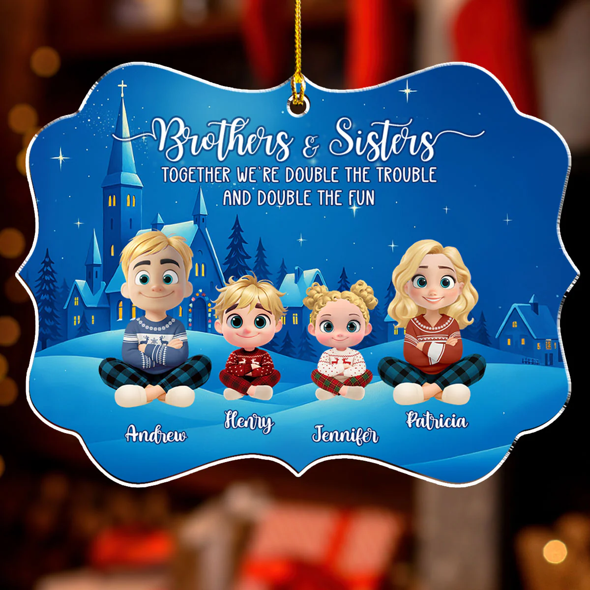 Partners In Trouble And Fun - Personalized Custom Acrylic Ornament - Image 2