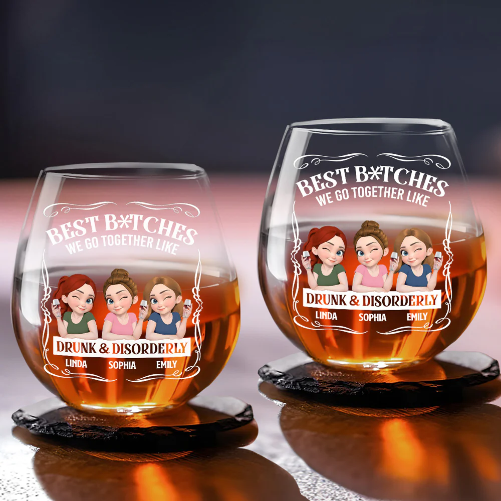 Party Besties - Personalized Custom Wine Glass - Image 2