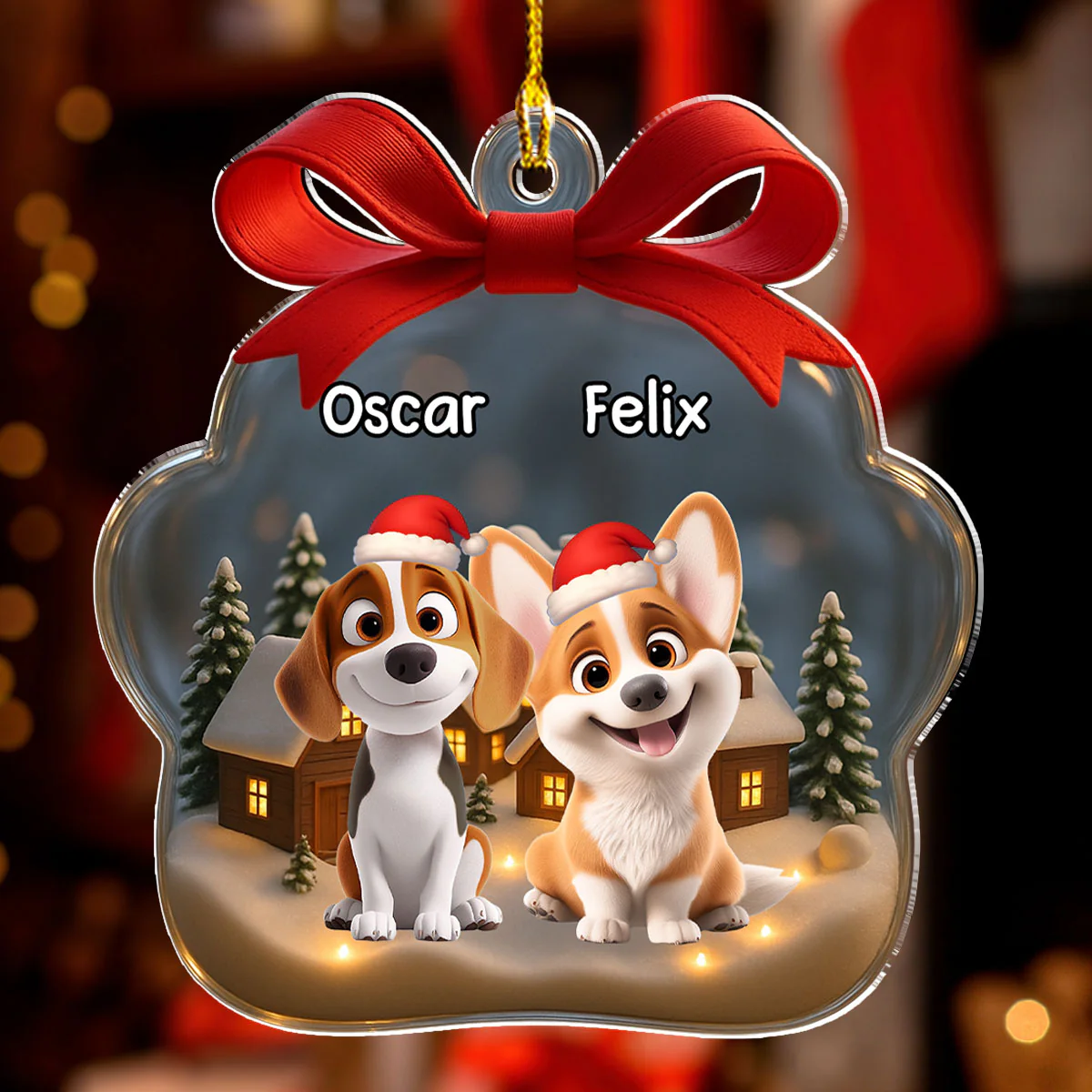 Paw In Snow - Personalized Custom Acrylic Ornament - Image 2