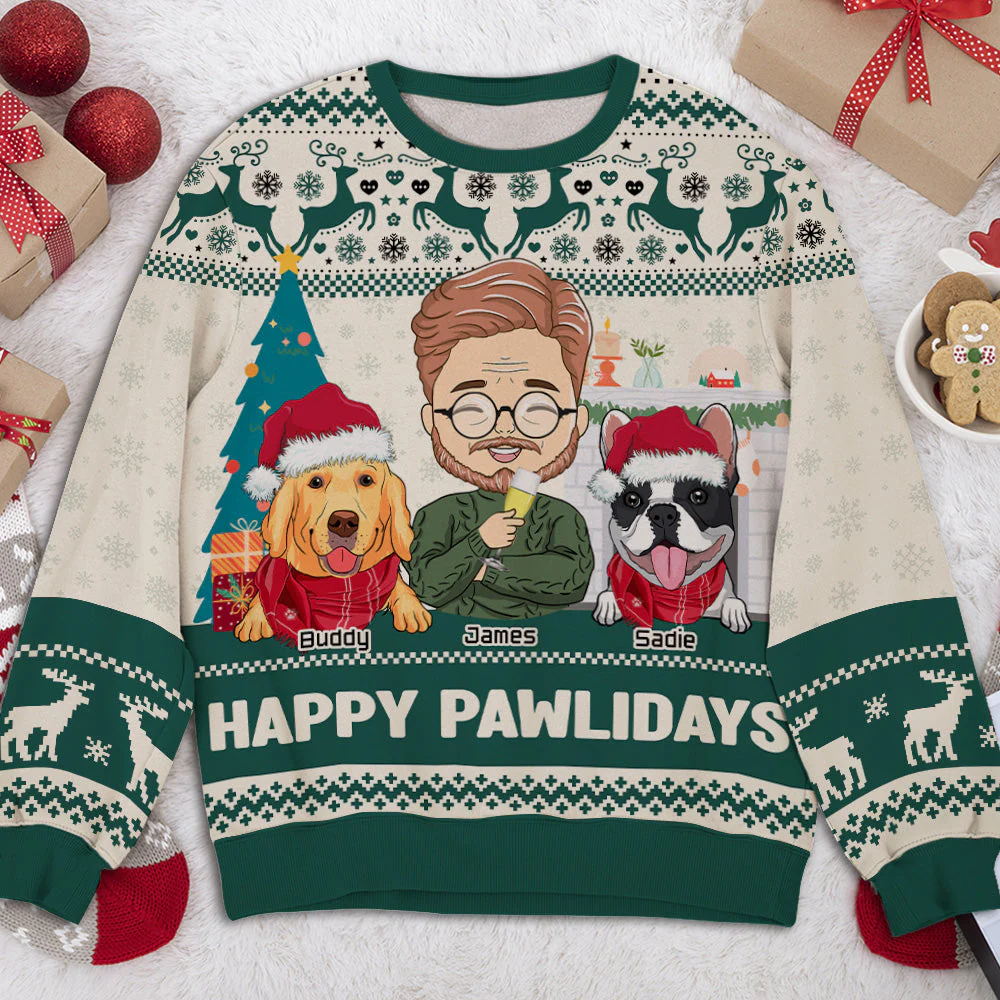 Pawlidays With Dogs - Personalized Custom All-Over-Print Sweatshirt - Image 3