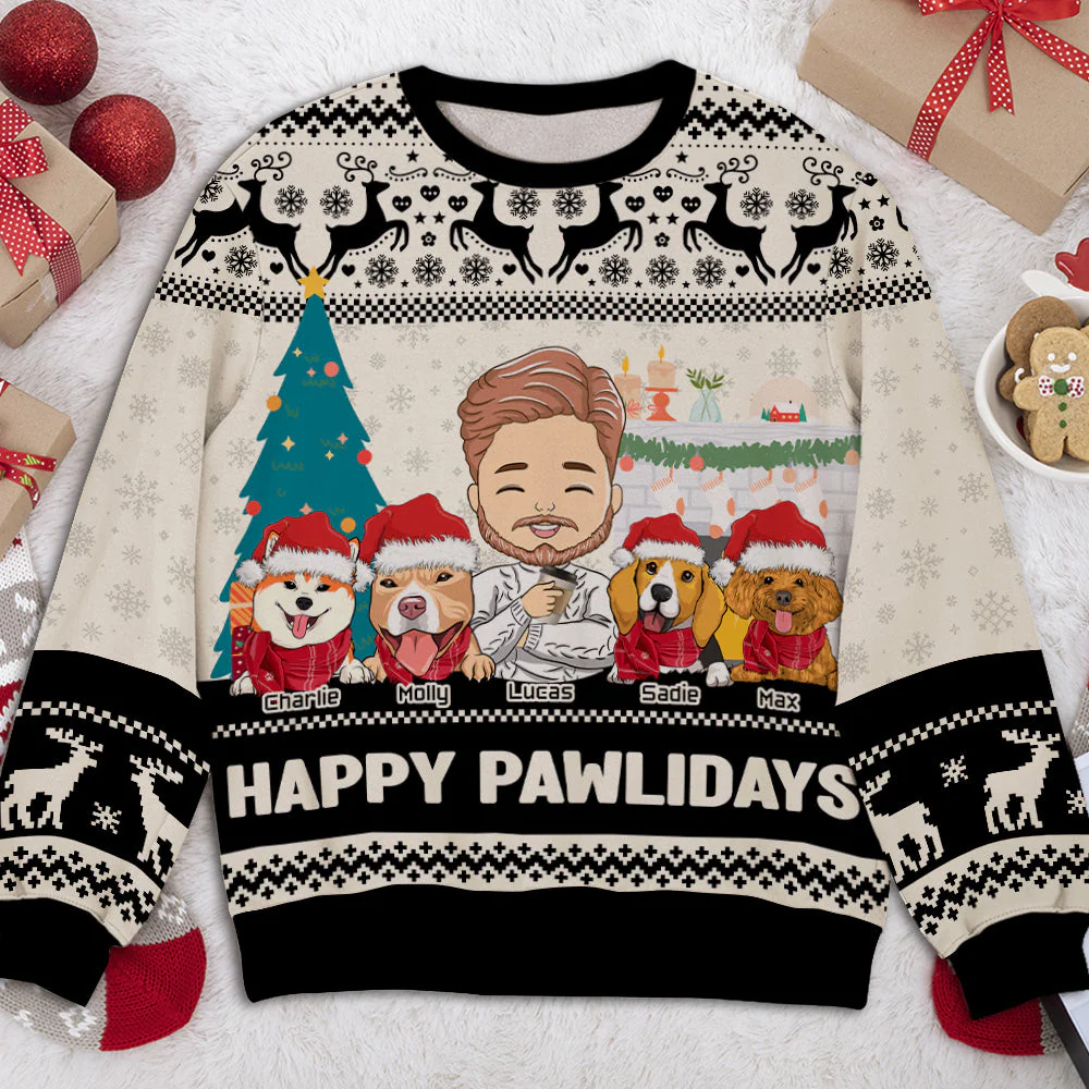 Pawlidays With Dogs - Personalized Custom All-Over-Print Sweatshirt - Image 4
