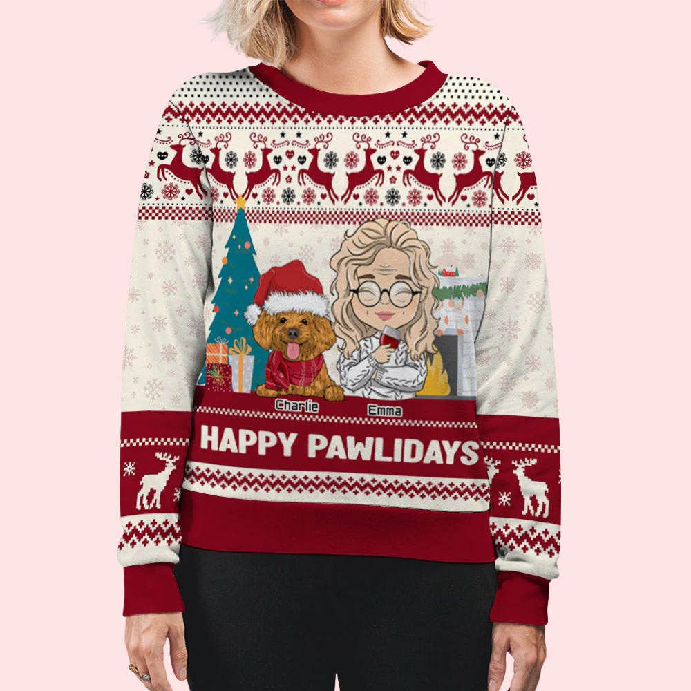 Pawlidays With Dogs - Personalized Custom All-Over-Print Sweatshirt - Image 6