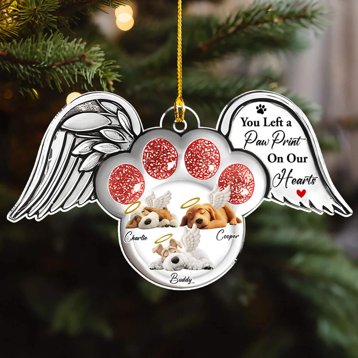 Pawprints In Heaven - Personalized Custom Acrylic Ornament - Image 4