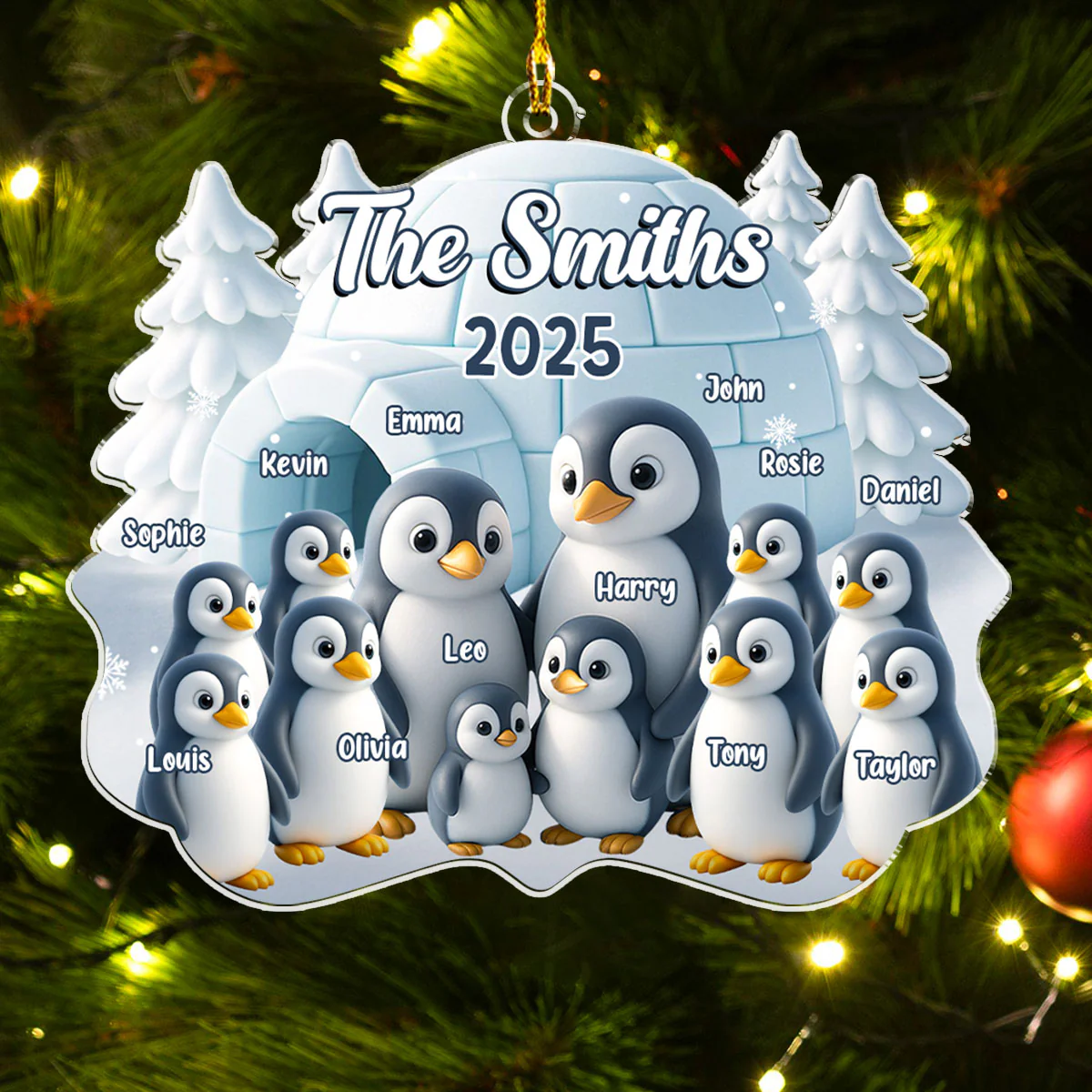 Penguin Family - Personalized Custom Acrylic Ornament - Image 4