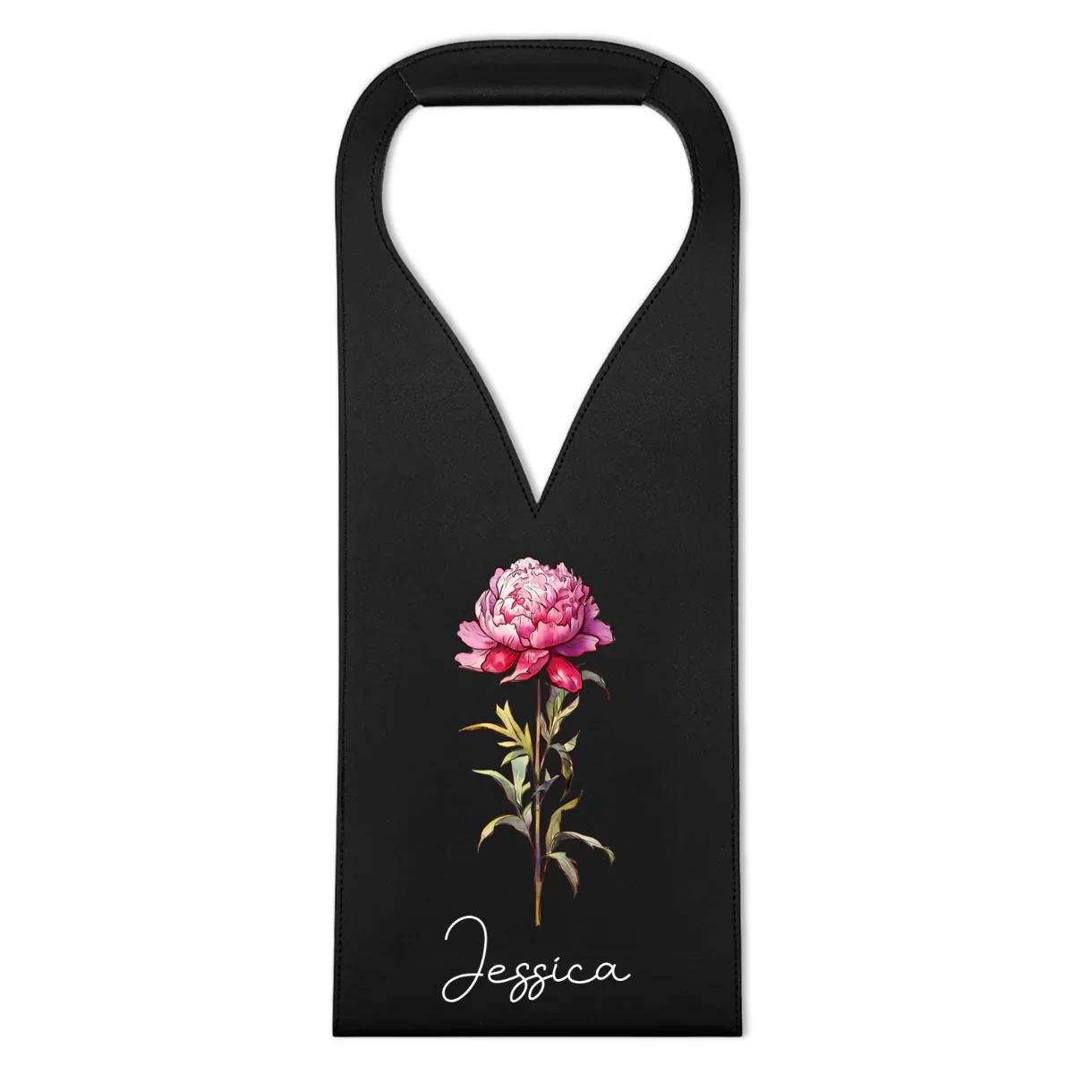 Bloom Where We Grow - Personalized Custom Leather Wine Bag - Image 7