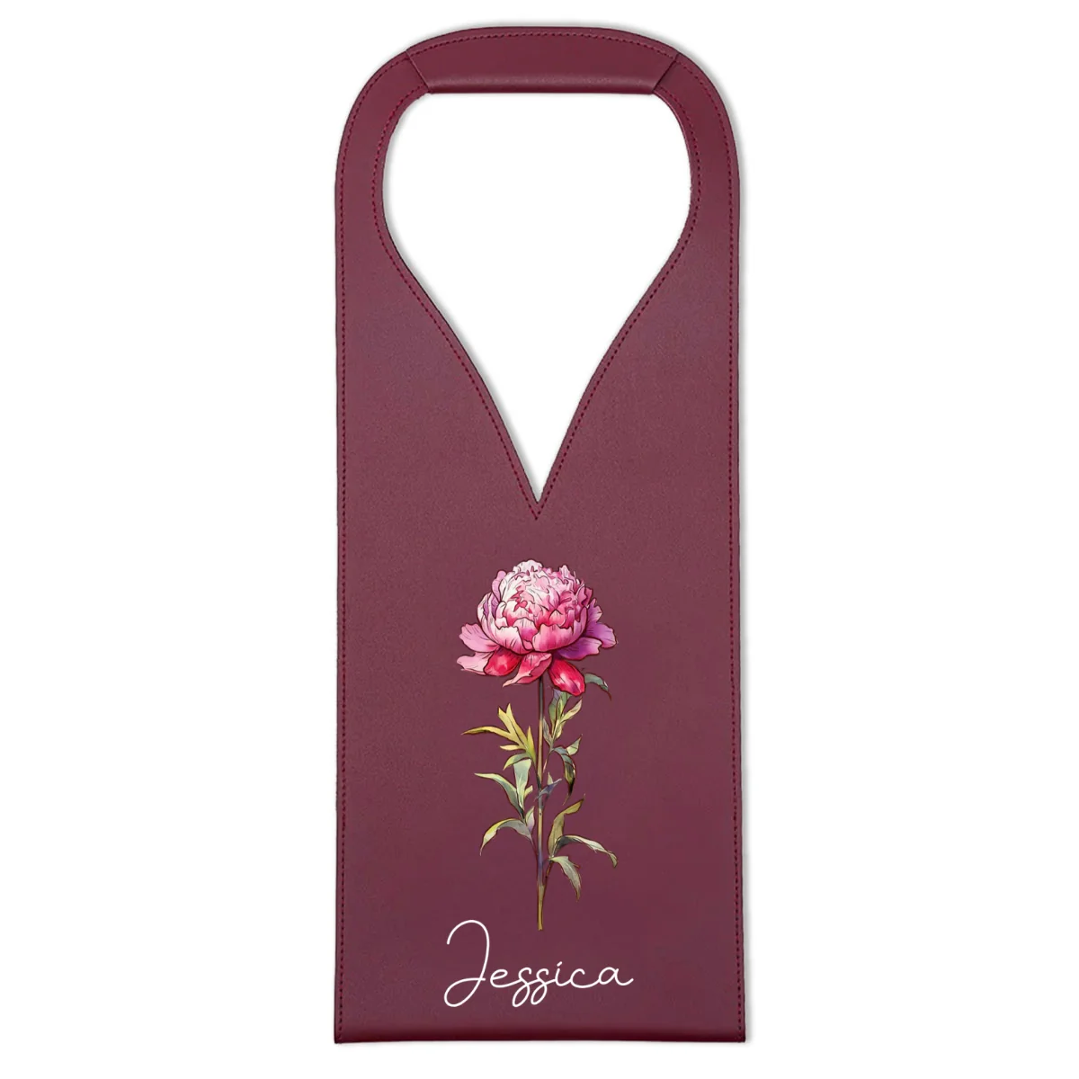 Bloom Where We Grow - Personalized Custom Leather Wine Bag - Image 9