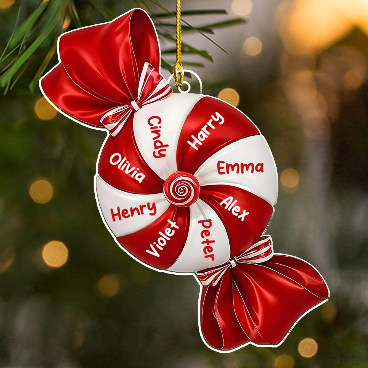 Peppermint Season - Personalized Custom Acrylic Ornament - Image 3