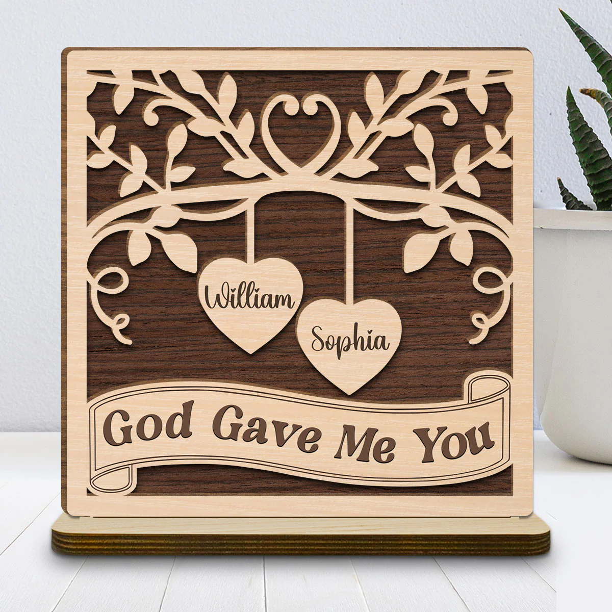 Perfectly Imperfect Together - Personalized Custom 2-Layer Wood Plaque With Flat Base - Image 2