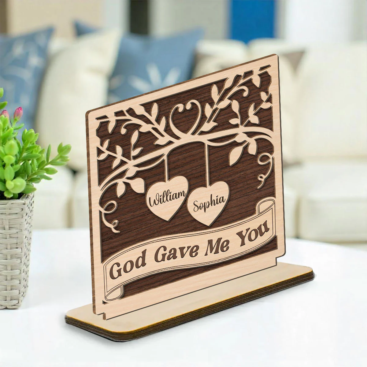 Perfectly Imperfect Together - Personalized Custom 2-Layer Wood Plaque With Flat Base - Image 3