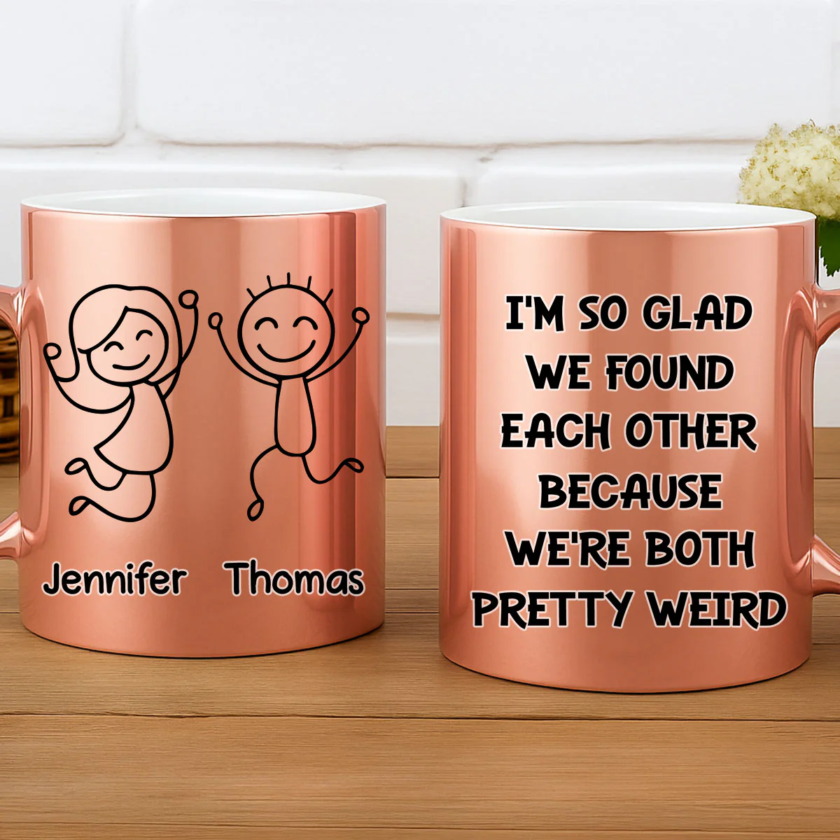 Perfectly Weird Duo - Personalized Custom Metallic Mug - Image 4