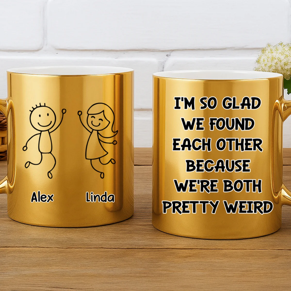 Perfectly Weird Duo - Personalized Custom Metallic Mug - Image 6