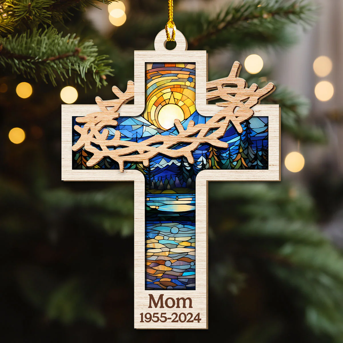 Personal Cross - Personalized Custom Wood Ornament - Image 2