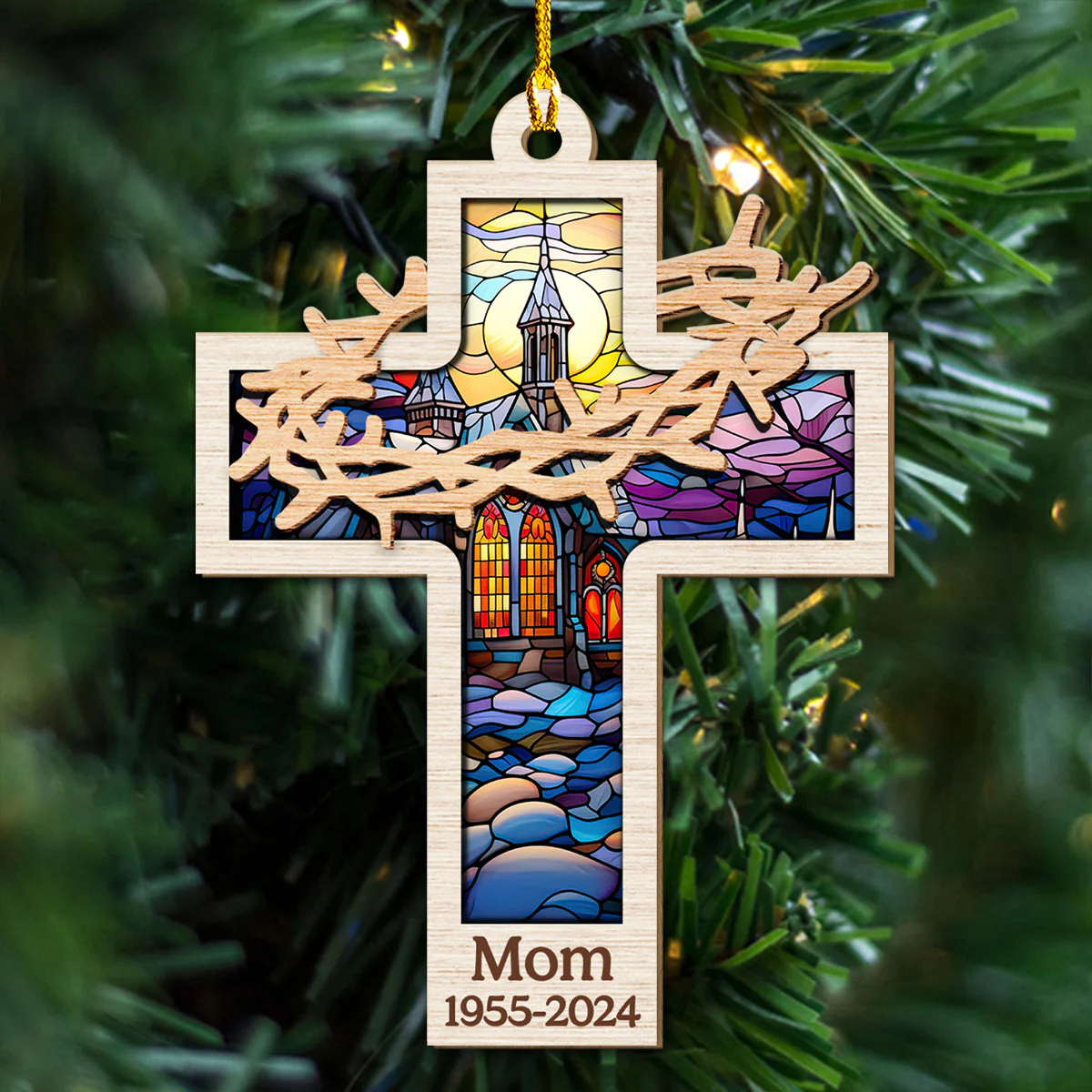 Personal Cross - Personalized Custom Wood Ornament - Image 3