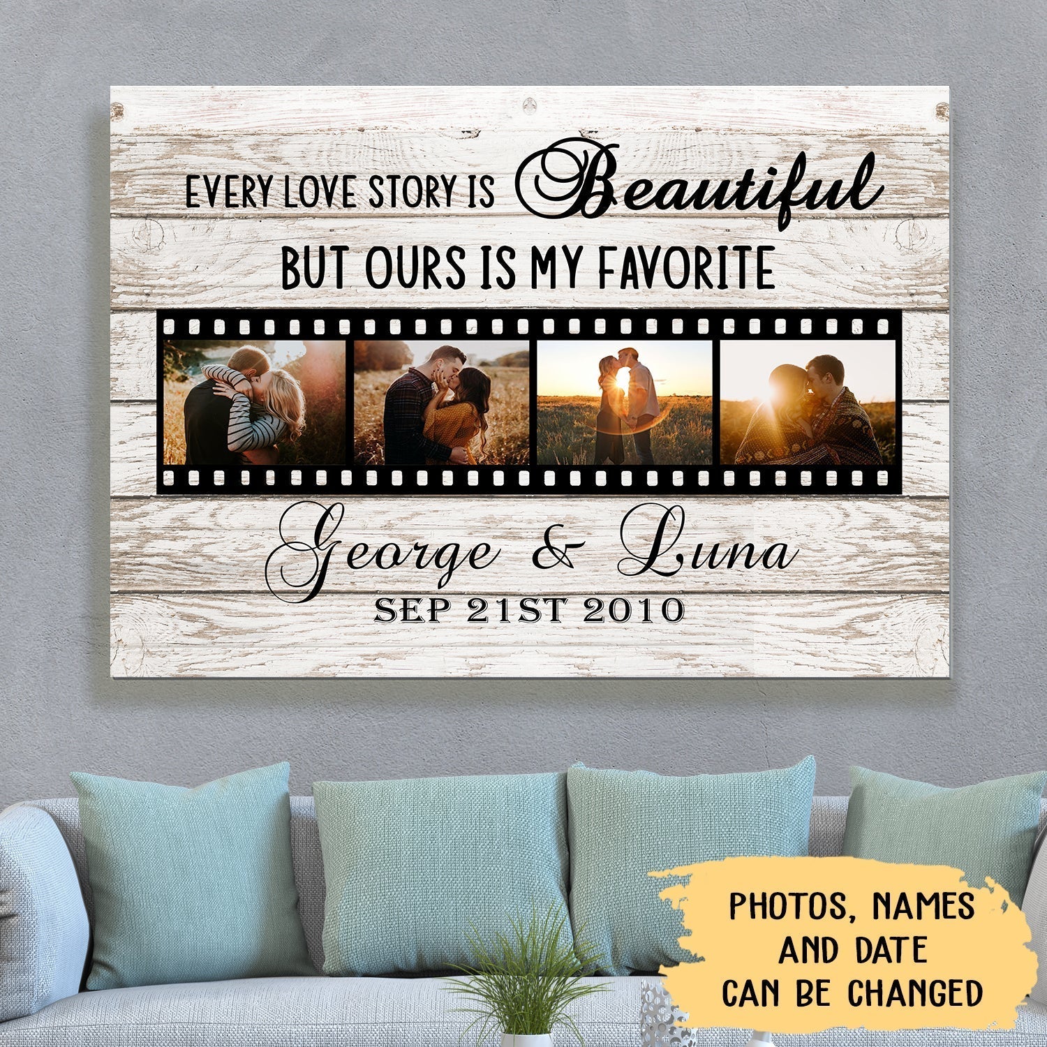 Our Love Story - Personalized Custom Photo Canvas Print - Image 4