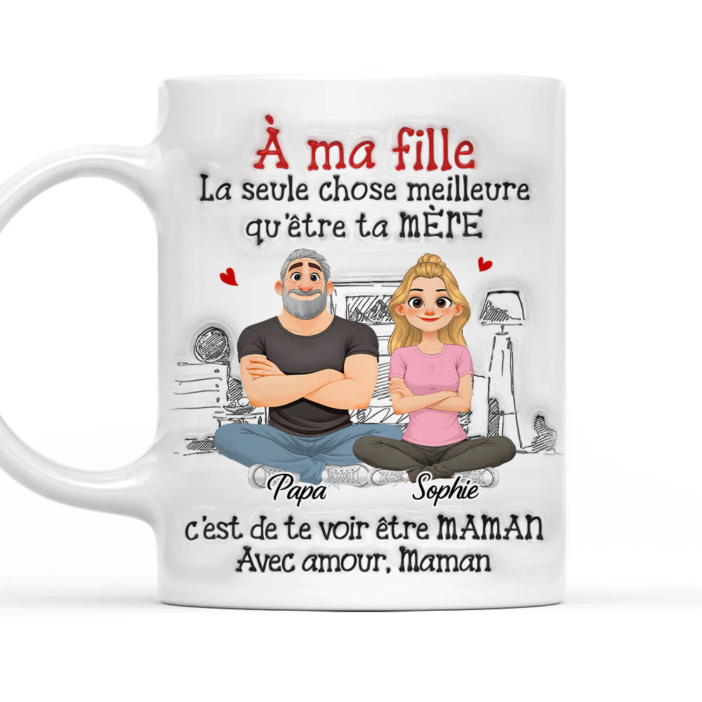Personnages Cartoon Liés Ensemble - Mug Personnalisé avec Effet 3D Gonflé