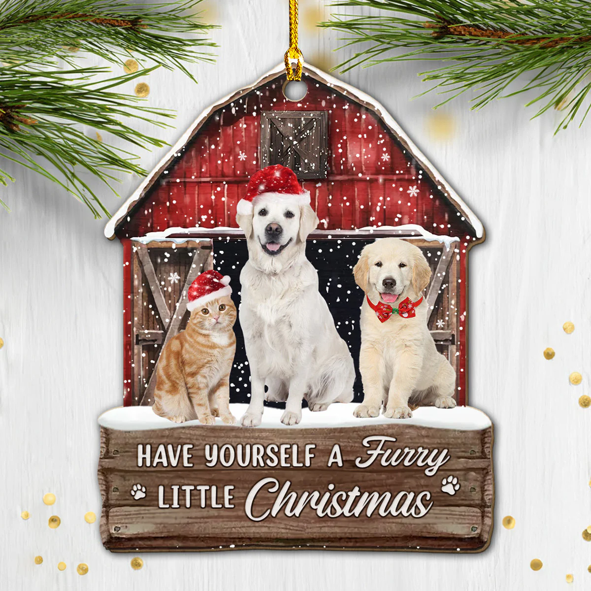 Pet House Christmas - Personalized Custom Wood Ornament - Image 3
