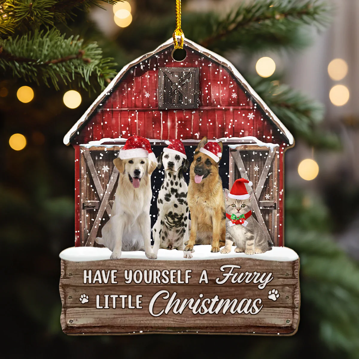 Pet House Christmas - Personalized Custom Wood Ornament - Image 4