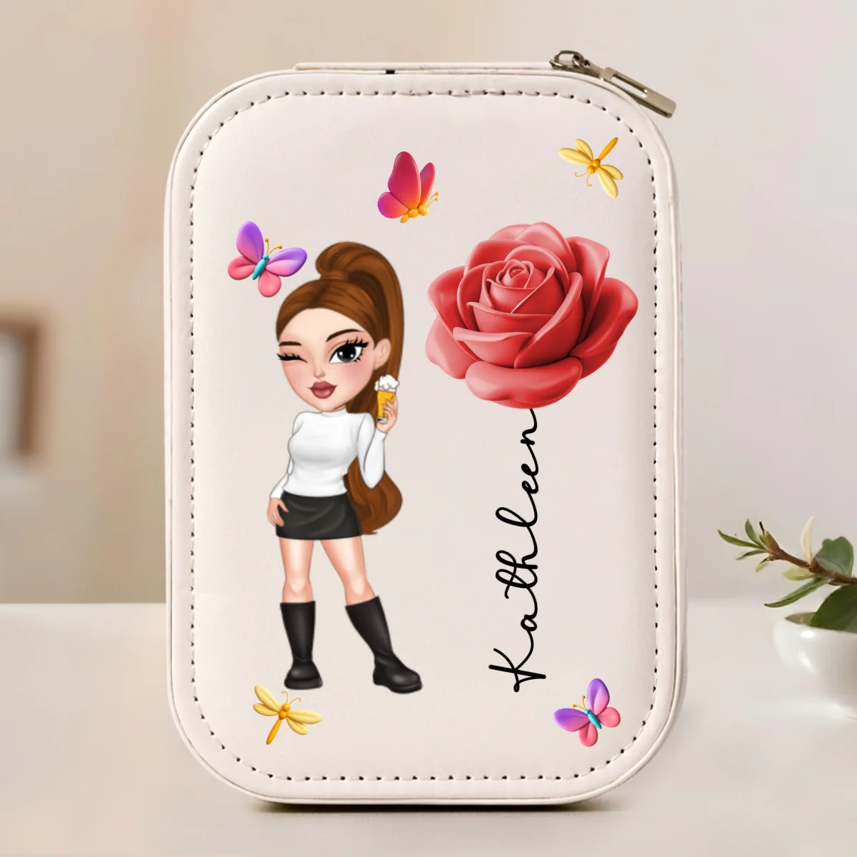 Petal Queen - Personalized Custom Jewelry Box With LED Mirror - Image 6